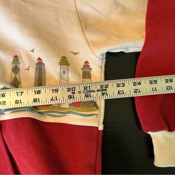 Vintage Michigan Charlevoix Medium Red and Cream Made in USA Lighthouses Hoodie - Picture 4 of 10